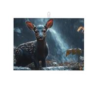 It's A Rainy Day for Little Deer Large Microfiber Dish Draining Mat Reusable Washable Dish Drainer Pad Rack Mat for Kitchen Accessory 18x24 Inch