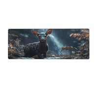 It'S A Rainy Day For Little Deerfloral Print Mousepad Laptop Keyboard Mat Large Mouse Pad With Stitched Edges Long Non-Slip Rubber Base Spring Desk Pad For Office Home Desk Decor, 31.5" X 11.8"