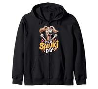 It's a Saluki day Cartoon Pet Dog Breed Persian Greyhound Zip Hoodie