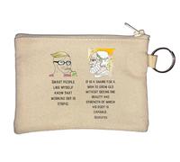 It's a Shame for a Man Inspirational Quote Meme Key Chain Coin Purse Beige