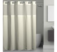 It's A Snap! Waffle Shower Curtain, 3-in-1 with Sheer Top Window, Flex-On Rings & Liner, 71' x 74', Cream