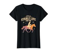 Its A Stable Life for Me Western Cowboy Equestrian Value Graphic T-Shirt, Women, Black, M