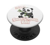 Its A Sweet Panda Day Cute Funny Panda Eating Bamboo PopSockets Adhesive PopGrip