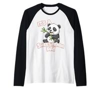 Its A Sweet Panda Day Cute Funny Panda Eating Bamboo Raglan Baseball Tee