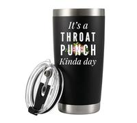 It's A Throat Punch Kinda Day Sarcastic Motivation Vacuum Insulated Tumbler Cup Stainless Steel With Removable Lid and Straw 20 oz Black