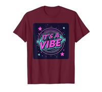 It's A Vibe Retro Neon Space Party T-Shirt, Men, Burgundy, XXL