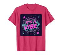 It's A Vibe Retro Neon Space Party T-Shirt, Men, Red Heather, L