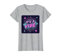 It's A Vibe Retro Neon Space Party T-Shirt, Women, Heather Grey, S