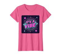It's A Vibe Retro Neon Space Party T-Shirt, Women, Pink Heather, M