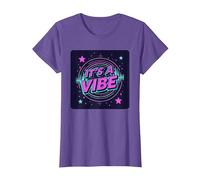 It's A Vibe Retro Neon Space Party T-Shirt, Women, Purple Heather, XL