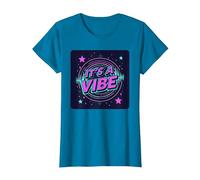 It's A Vibe Retro Neon Space Party T-Shirt, Women, Sapphire, M
