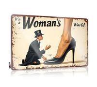It's A Woman's World: Power Dynamics Illustrated Funny Wall Signs Patio Decor Decorative | Grunge Soft Bath Hanging Art For Pub Living Room(20X30CM)