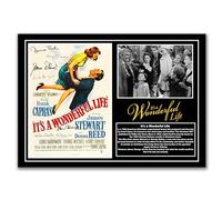 It's a Wonderful Life Movie Poster Print, Classic Film Wall Art with Printed Autographs, Frank Capra James Stewart, Signed Vintage Cinema Decor (A4 Unframed)