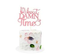 It's About Damn Time Cake Topper, Rose Gold Glitter, Engagment Wedding Cake Decoration Party Decoration Supplies