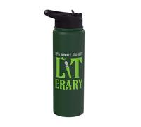 It's About to get Literary - Book Nerd Bookworm Author Stainless Steel Insulated Water Bottle