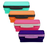 It's Academic Flexi Storage Boxes with Lids, Collapsible Pencil Case for Craft and School Supplies, 4-Pack, Assorted