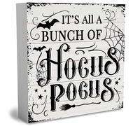 It's All A Bunch Of Hocus Pocus Halloween Decoration Wooden Box Sign Cute Fall Sign Decor Farmhouse Decorative Wood Box Sign Block Plaque for Wall Desk Home Bathroom Decoration7x7 inch