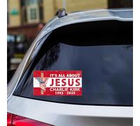 It's All About Jesus Charlie Kirk 1993-2025 Bumper Sticker,Justice for Charlie Jesus Cross Patriotic Political Decals,Never Forget C-Harlie Kirk Sticker,for Car Truck Windows