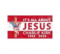 It's All About Jesus Charlie Kirk 1993-2025 Bumper Sticker, Justice for Charlie Jesus Cross Patriotic Political Decals Gifts for Car Truck Windows,Easy to Use