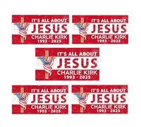 It's All About Jesus Charlie Kirk 1993-2025 Bumper Sticker, Justice for Charlie Jesus Cross Patriotic Political Decals Gifts for Car Truck Window, 7.5"x3.75"