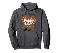 It's All About The Puppy Love - Adorable Dog Lover Pullover Hoodie, Adult Unisex, Dark Heather Grey, L