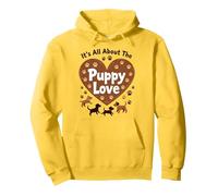 It's All About The Puppy Love - Adorable Dog Lover Pullover Hoodie, Adult Unisex, Lemon, M