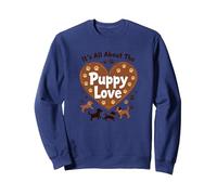 It's All About The Puppy Love - Adorable Dog Lover Sweatshirt, Adult Unisex, Navy, M