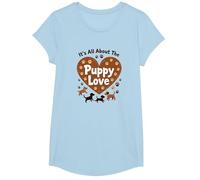 It's All About The Puppy Love - Adorable Dog Lover T-Shirt, Girls, Baby Blue, Small