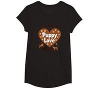 It's All About The Puppy Love - Adorable Dog Lover T-Shirt, Girls, Black, XS