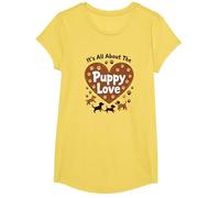 It's All About The Puppy Love - Adorable Dog Lover T-Shirt, Girls, Lemon, Medium