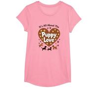 It's All About The Puppy Love - Adorable Dog Lover T-Shirt, Girls, Pink, XS