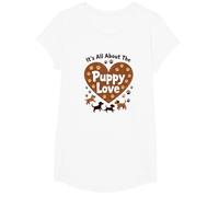 It's All About The Puppy Love - Adorable Dog Lover T-Shirt, Girls, White, Large
