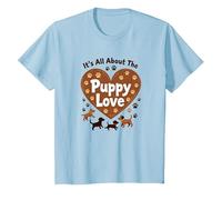It's All About The Puppy Love - Adorable Dog Lover T-Shirt, Kids, Baby Blue, 2 Years