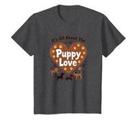 It's All About The Puppy Love - Adorable Dog Lover T-Shirt, Kids, Dark Heather Grey, 2 Years