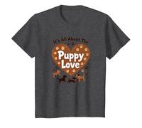 It's All About The Puppy Love - Adorable Dog Lover T-Shirt, Kids, Dark Heather Grey, 3 Years