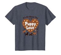 It's All About The Puppy Love - Adorable Dog Lover T-Shirt, Kids, Heather Blue, 6 Years