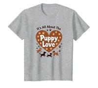 It's All About The Puppy Love - Adorable Dog Lover T-Shirt, Kids, Heather Grey, 2 Years