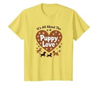 It's All About The Puppy Love - Adorable Dog Lover T-Shirt, Kids, Lemon, 4 Years