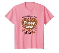 It's All About The Puppy Love - Adorable Dog Lover T-Shirt, Kids, Pink, 10 Years