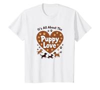 It's All About The Puppy Love - Adorable Dog Lover T-Shirt, Kids, White, 4 Years