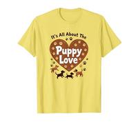 It's All About The Puppy Love - Adorable Dog Lover T-Shirt, Men, Lemon, XL