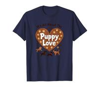 It's All About The Puppy Love - Adorable Dog Lover T-Shirt, Men, Navy, 6XL