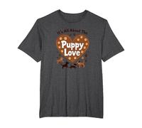 It's All About The Puppy Love - Adorable Dog Lover T-Shirt, Men's Big and Tall, Dark Heather Grey, 3X Tall