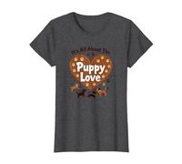 It's All About The Puppy Love - Adorable Dog Lover T-Shirt, Women, Dark Heather Grey, 3XL