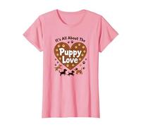 It's All About The Puppy Love - Adorable Dog Lover T-Shirt, Women, Pink, XXL