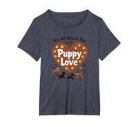 It's All About The Puppy Love - Adorable Dog Lover T-Shirt, Women's Plus, Heather Blue, 3X