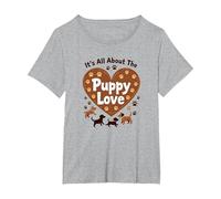 It's All About The Puppy Love - Adorable Dog Lover T-Shirt, Women's Plus, Heather Grey, 3X