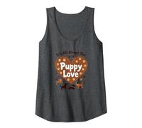 It's All About The Puppy Love - Adorable Dog Lover Tank Top, Women, Dark Heather Grey, L