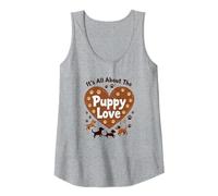 It's All About The Puppy Love - Adorable Dog Lover Tank Top, Women, Heather Grey, L
