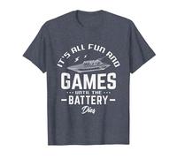 It's All Fun and Games Until The Battery Dies RC Boats Model T-Shirt, Men, Heather Blue, 4X-Large